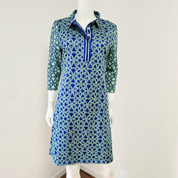 Gretchen Scott Dress Size M Everywhere Catalina Cloth Collared Geometric Stretch - Picture 1 of 8
